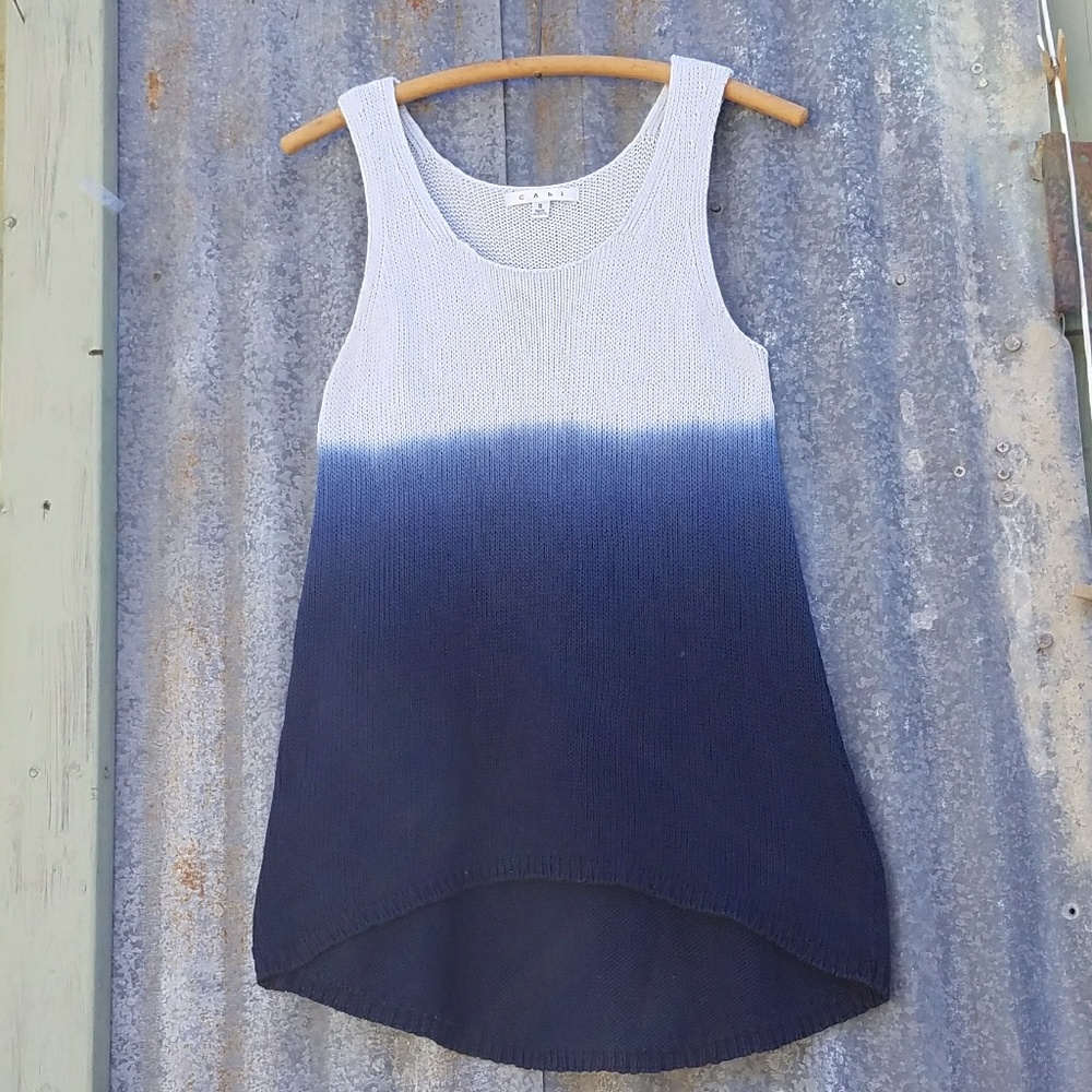 CAbi Twilight Blue Ombre Tank Knit Hi Low 851 S